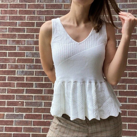 Rachel Roy ivory peplum knit tank large - Picture 2 of 6